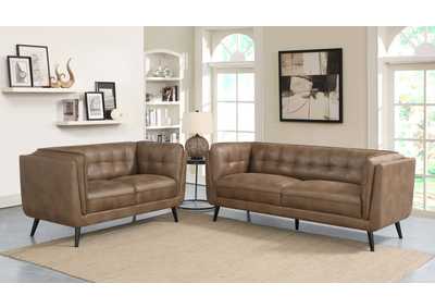 Image for Thatcher 2-piece Upholstered Button Tufted Living Room Set Brown