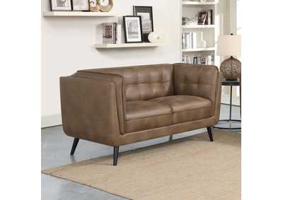 Image for Thatcher Upholstered Button Tufted Loveseat Brown