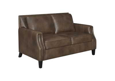 Image for Leaton Upholstered Recessed Arms Loveseat Brown Sugar