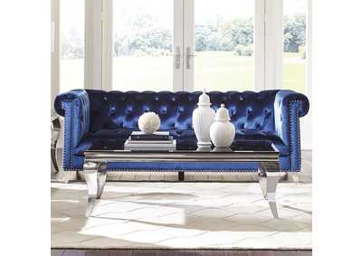 Image for Bleker Tufted Tuxedo Arm Sofa Blue