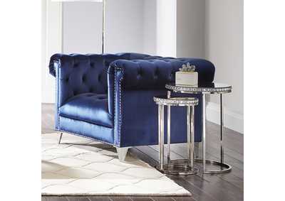 Bleker Tufted Tuxedo Arm Chair Blue,Coaster Furniture