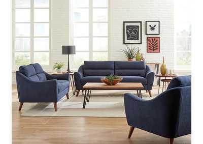 Gano 2-Piece Sloped Arm Living Room Set Navy Blue