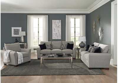 Drayton 3-Piece Flared Arm Upholstered Living Room Set Warm Grey