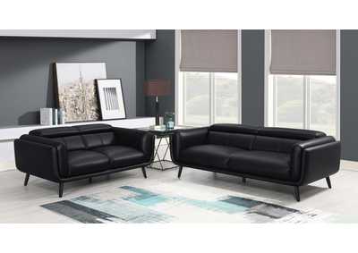 Shania 2 - piece Track Arms Living Room Set Black