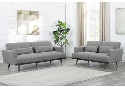 Blake 2 - piece Upholstered Living Room Set with Track Arms Sharkskin and Dark Brown