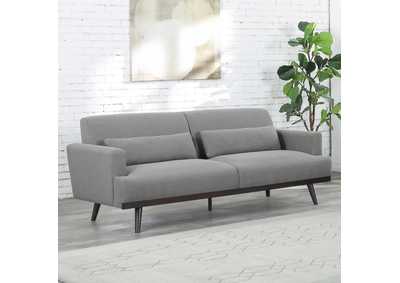 Blake Upholstered Sofa with Track Arms Sharkskin and Dark Brown