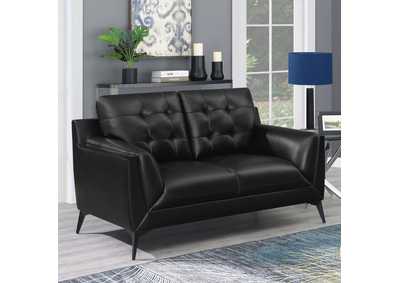 Image for Moira Upholstered Tufted Loveseat with Track Arms Black