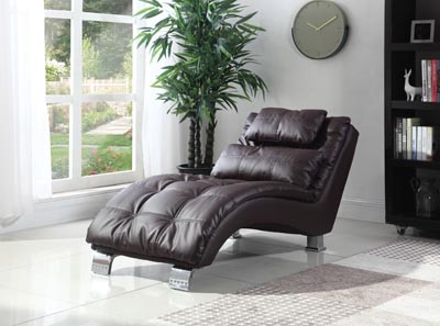 Black Contemporary Brown Faux Leather Chaise,Coaster Furniture
