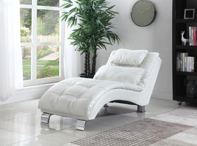 Chrome Dilleston Contemporary White Chaise,Coaster Furniture