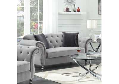 Image for Frostine Button Tufted Loveseat Silver