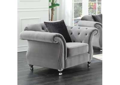 Frostine Button Tufted Chair Silver