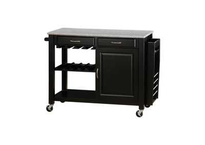 Shepard Kitchen Cart With Granite Top Black