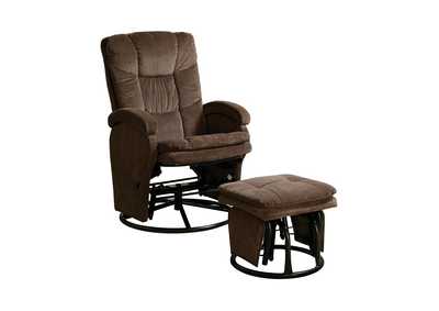 Swivel Glider Recliner with Ottoman Chocolate and Black,Coaster Furniture
