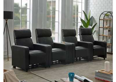 Image for Toohey Upholstered Tufted Recliner Living Room Set Black