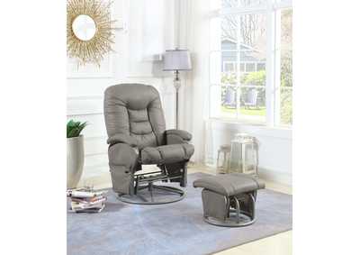 Push-back Glider Recliner with Ottoman Beige and Silver