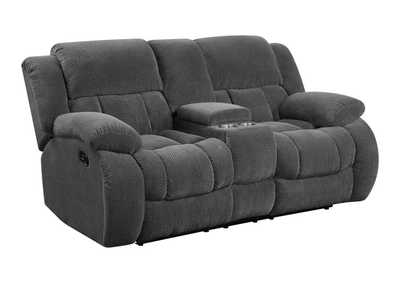 Weissman Motion Loveseat with Console Charcoal,Coaster Furniture