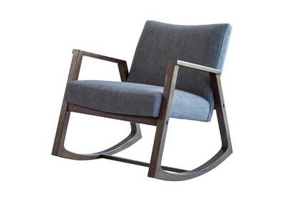 Image for Upholstered Rocking Chair With Wooden Arm Grey And Walnut