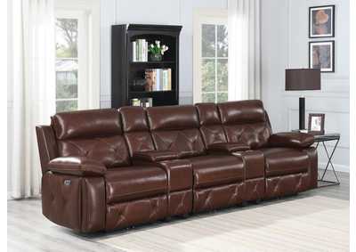 Image for Chester Upholstered Power Reclining Seat and Power Headrest Home Theater Chocolate