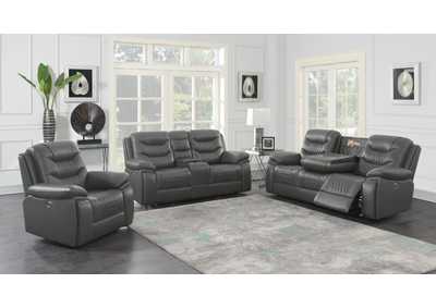 Flamenco 3-Piece Tufted Upholstered Power Living Room Set Charcoal