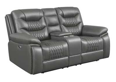 Flamenco Tufted Upholstered Power Loveseat with Console Charcoal