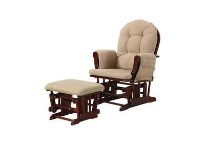 Image for Upholstered Glider Rocker with Ottoman Tan