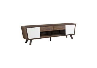 Image for 2-drawer TV Console Dark Walnut and Glossy White