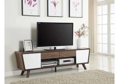 Alvin 2-Drawer Tv Console Dark Walnut And Glossy White,Coaster Furniture