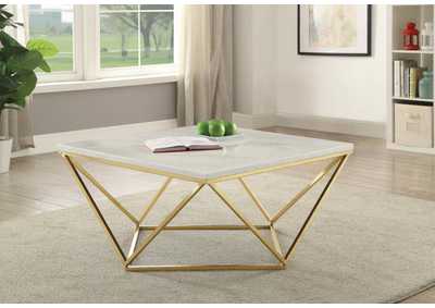Image for Square Coffee Table White and Gold