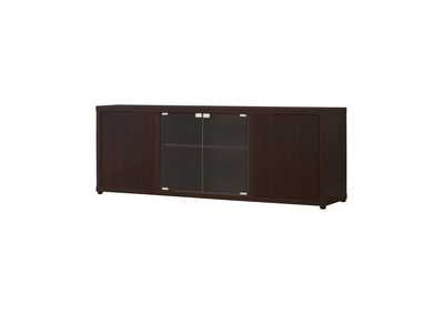 Rectangular TV Console with Magnetic-push Doors Cappuccino