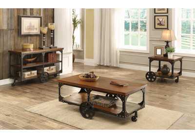 Shepherd Coffee Table with Casters Rustic Brown,Coaster Furniture