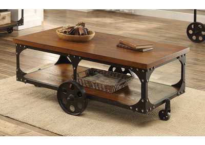 Shepherd Coffee Table with Casters Rustic Brown,Coaster Furniture