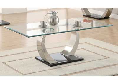 Pruitt Glass Top Coffee Table Clear And Satin