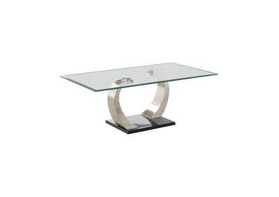 Pruitt Glass Top Coffee Table Clear And Satin,Coaster Furniture
