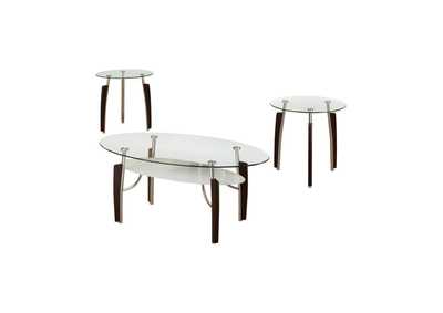 Leskow 3-Piece Occasional Table Set Cappuccino And Chrome