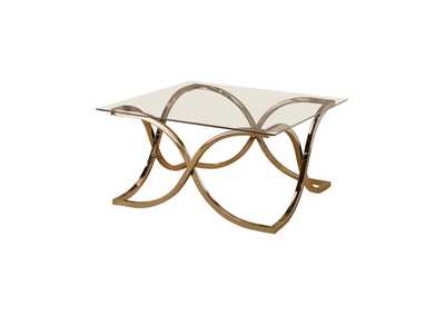 Piper Curved X-shaped Coffee Table Nickel and Clear,Coaster Furniture