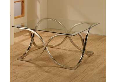 Curved X-shaped Coffee Table Nickel and Clear,Coaster Furniture