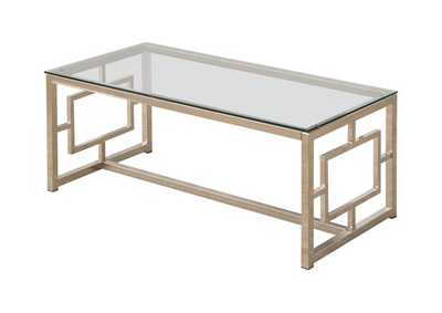 Merced Rectangle Glass Top Coffee Table Nickel,Coaster Furniture