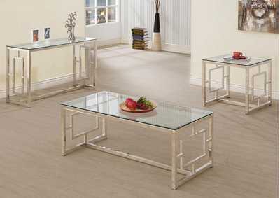 Rectangle Glass Top Coffee Table Nickel,Coaster Furniture