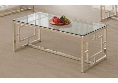 Rectangle Glass Top Coffee Table Nickel,Coaster Furniture