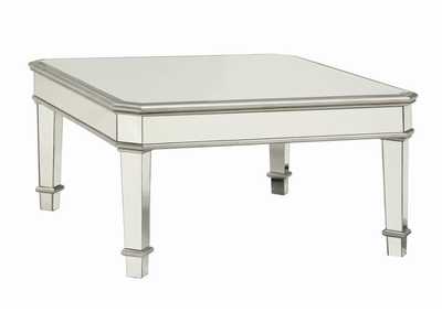 Cassandra Square Beveled Top Coffee Table Silver