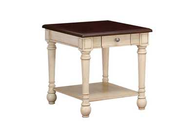 Image for Rectangular End Table Dark Cherry and Antique White