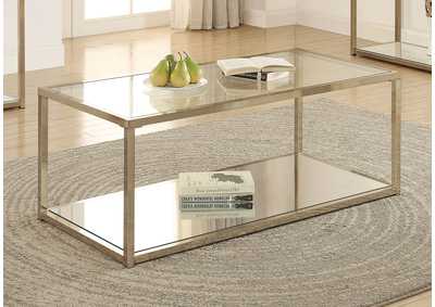 Image for Cora Coffee Table with Mirror Shelf Chocolate Chrome