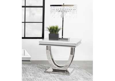 Adabella U-Base Square End Table White And Chrome