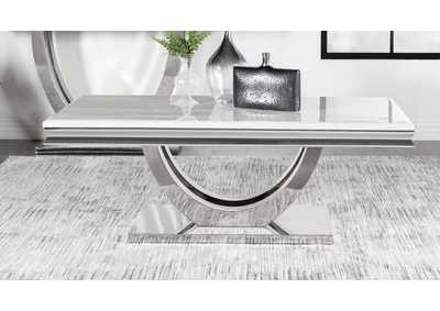 Adabella U-Base Rectangle Coffee Table White And Chrome