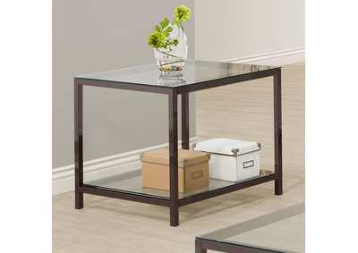 Image for Trini End Table with Glass Shelf Black Nickel
