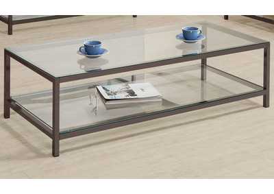 Image for Trini Coffee Table with Glass Shelf Black Nickel
