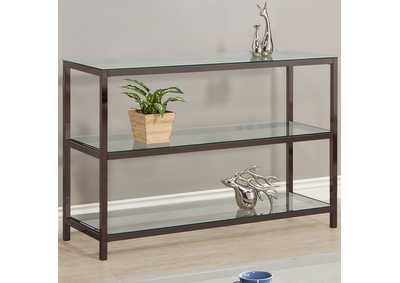 Image for Trini Sofa Table with Glass Shelf Black Nickel