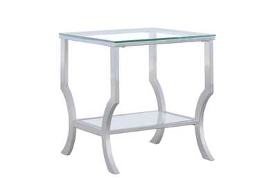 Image for Saide Square End Table with Mirrored Shelf Chrome