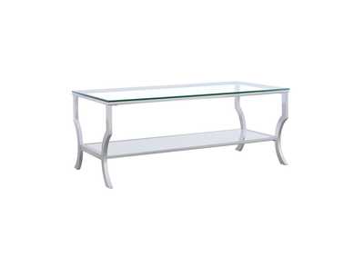 Image for Saide Rectangular Coffee Table with Mirrored Shelf Chrome