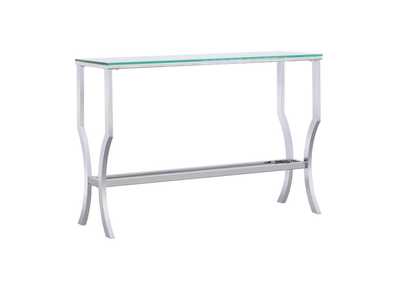 Saide Rectangular Sofa Table with Mirrored Shelf Chrome